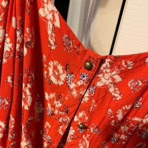 Floral/Orange Target Button Front Jumpsuit